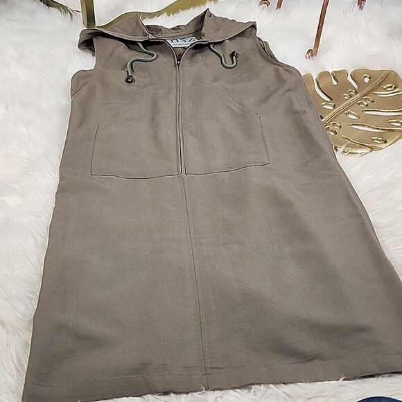 Sleeveless Rayon Blend Shift Dress Olive Green - Picture 7 of 10
